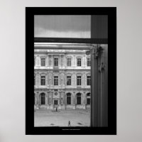 Through the window Le Louvre Paris B and W Poster2