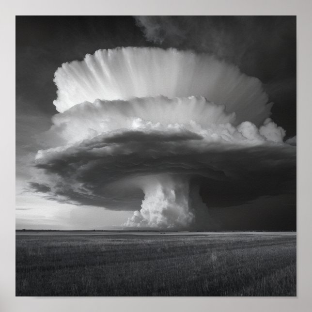 Poster Thunderhead Cloud - Dramatic Black and White (Frente)