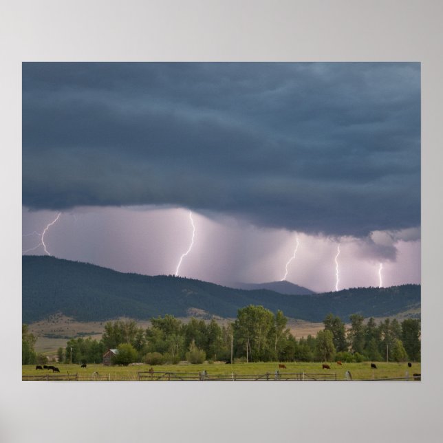 Poster Thunderstorm produced lightning in the Jocko (Frente)