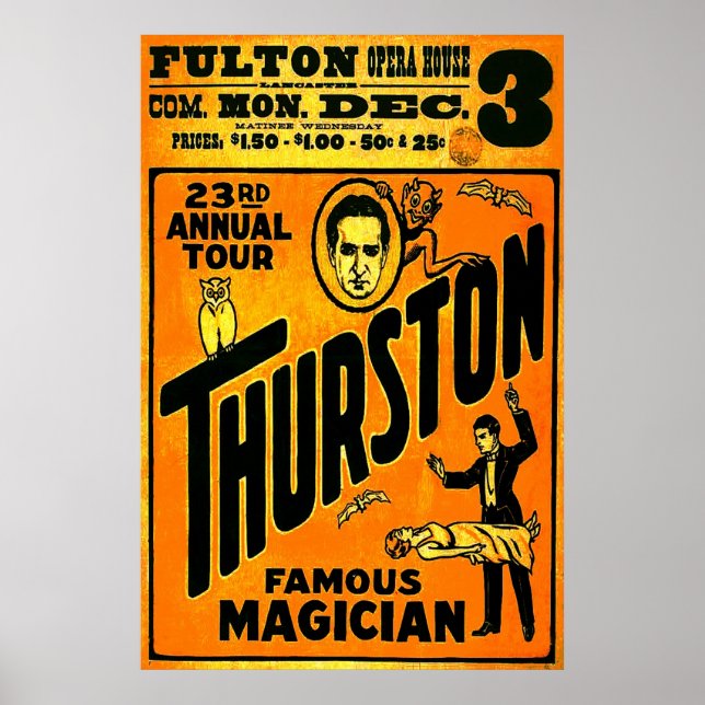 Poster Thurston, Famous Magician 23rd annual tour. (Frente)