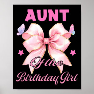Poster Tia aniversariante laço rosa coquete correspondent