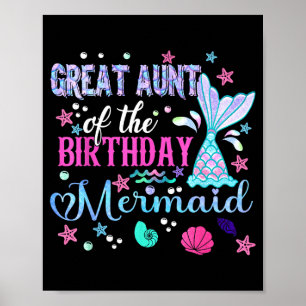 Poster Tia-avó da mermaid aniversariante engraçada de 1 a