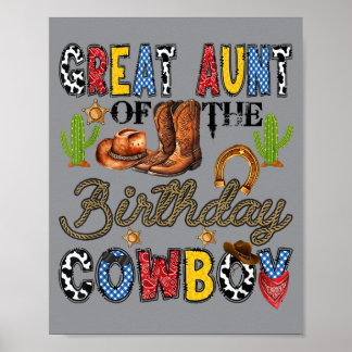 Poster Tia Avó do Aniversário do Cowboy Western de Aniver