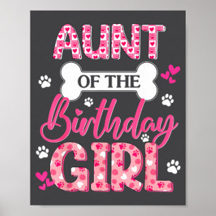 Poster Tia Da Menina Do Aniversário Tema Pata De Cachorro