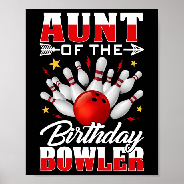Poster Tia Do Birthday Bowler Bday Party Cel (Frente)
