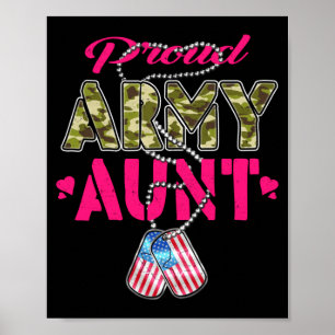 Poster Tia do Exército Orgulhosa Camuflagem Bandeira Iden