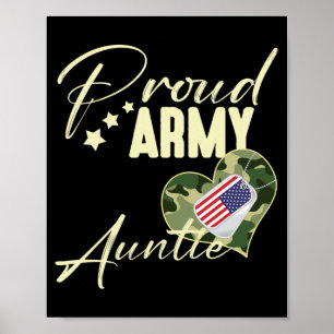 Poster Tia do Exército Orgulhosamente Camuflada Placa de