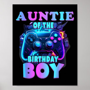 Poster Tia do Menino de Aniversário Jogo de Vídeo Corresp