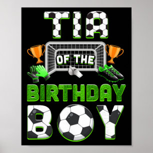 Poster Tia do Menino do Aniversário Família de Futebol Co