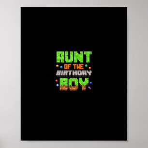 Poster Tia do menino do aniversário Pixel Gaming Video Ga