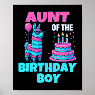 Poster Tia do Menino do Llama Piñata de Aniversário Famíl