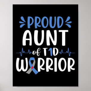 Poster Tia Orgulhosa do Guerreiro T1d Sensibilização Azul