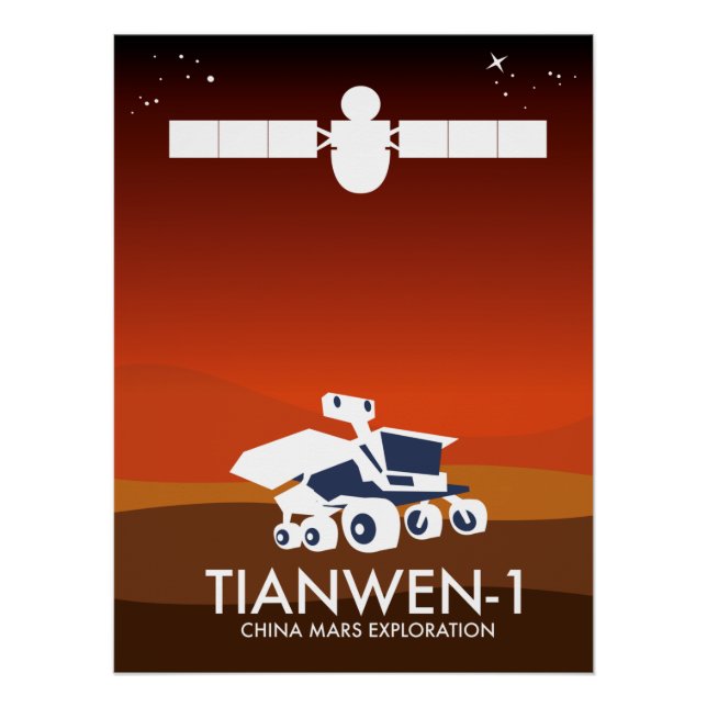 Pôster Tianwen-1 arte espacial da China (Frente)