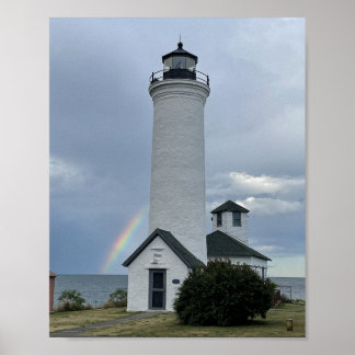Poster Tibbetts Point Lighthouse Rainbow Cape Vincent NY
