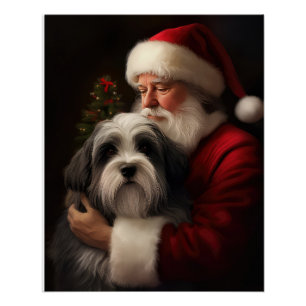 Pôster Tibetan Terrier Papai Noel Natal Festivo 