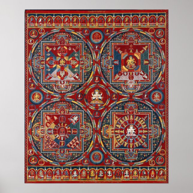 Poster Tibetano: Quatro Mandalas da série Vajravali (Frente)
