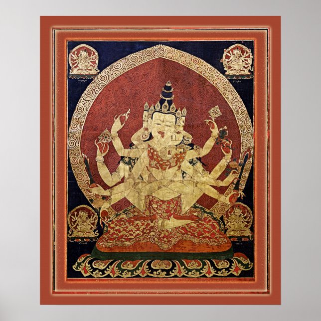 Pôster Tibetano Thangka de Guhyasamaja Akshobhyavajra (Frente)