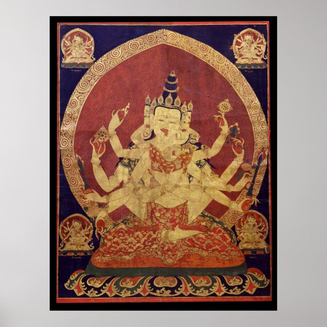 Pôster Tibetano Thanka de Guhyasamaja Akshobhyavajra (Frente)