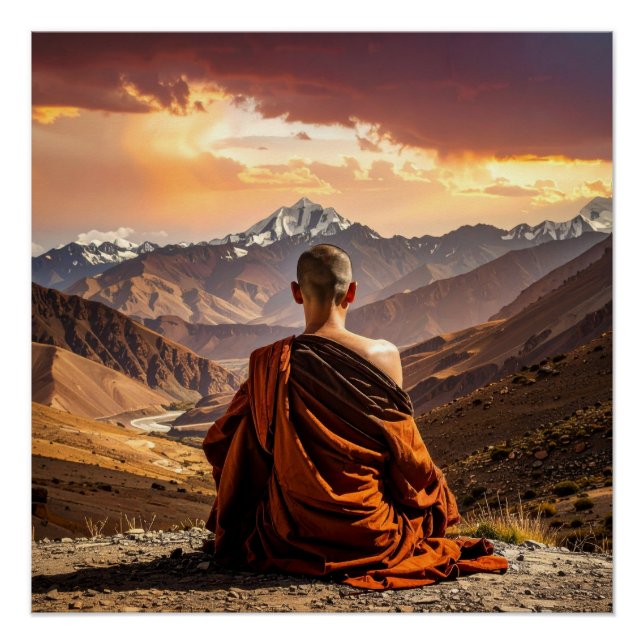 Pôster Tibete - Budismo - Meditação (Frente)