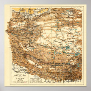 Pôster TibetPanoramic MapTibet