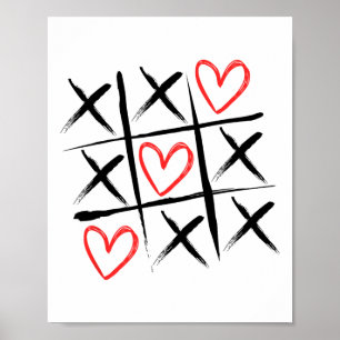 Poster Tic-tac-toe Hearts and Crosses Dia de os namorados