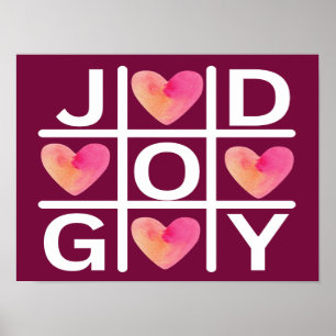 Poster Tic Tac Toe Joy e Deus, fé cristã