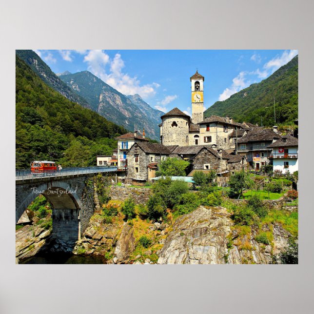 Poster Ticino, fotografia da paisagem da Suiça (Frente)