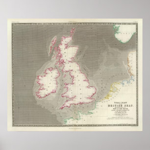 Poster Tidal chart British Seas