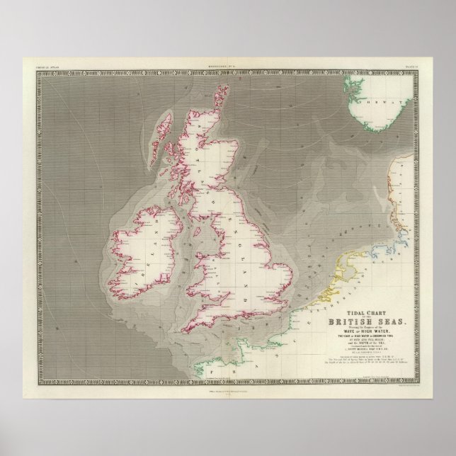 Poster Tidal chart British Seas (Frente)