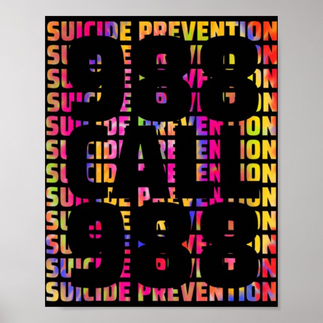 Poster Tie Dye Awareness Suicide Prevention 988 Mental He (Frente)