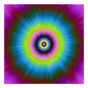 Pôster Tie-Dye em Poster azul cor-de-rosa amarela Zazzle 