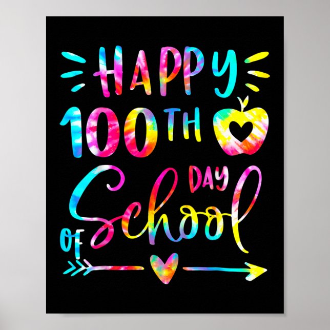 Poster Tie Dye Happy 100º Dia de Professores (Frente)