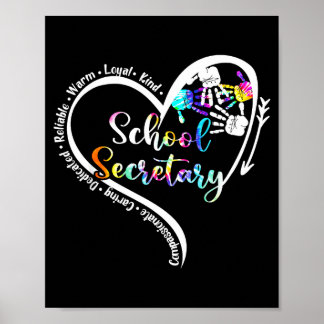 Poster Tie Dye Heart School Secretary Life Cute Back to