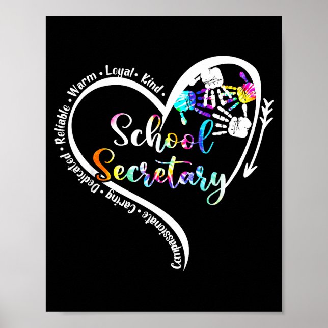 Poster Tie Dye Heart School Secretary Life Cute Back to (Frente)