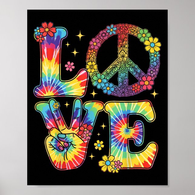 Poster Tie Dye Love Sign Retro Hippie T-shirt.png (Frente)