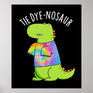 Poster Tie-dye-nosaur Piada de Dinossauro Divertida Fundo