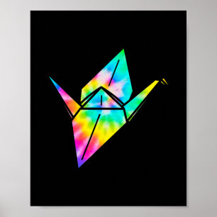 Poster Tie Dye Origami Paper Crane