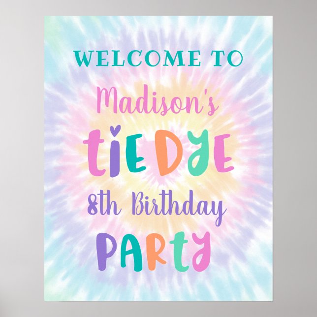 Poster Tie Dye Pastel Rainbow Boho Aniversário Bem-vindo (Frente)