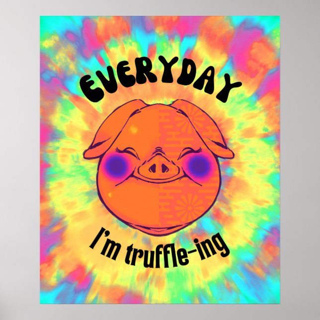 Poster Tie-dye Pig Diariamente Divertido (Frente)