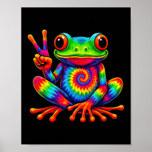 Poster Tie-dye Sapo Sinal de Paz Hippie para Homens Mulhe