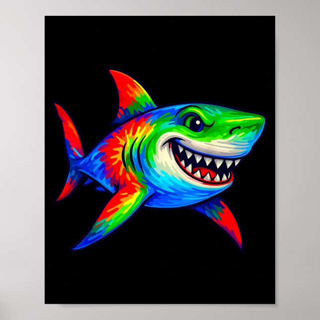 Poster Tie-dye Shark Peace Sign Hipe  (Frente)