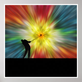 Poster Tie Dye Silhouette Golfer
