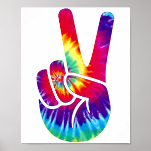 Poster Tie Dye - Símbolo de Mão de Paz