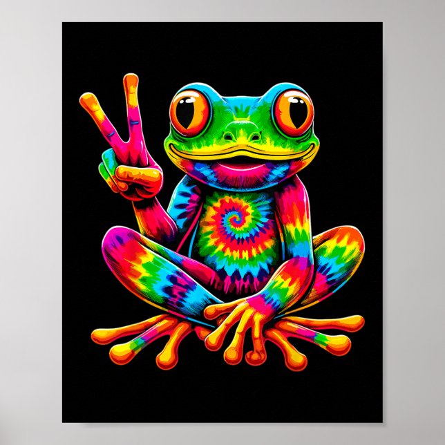 Poster Tie-dye - Sinal de Paz de Sapo Hippie (Frente)