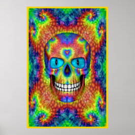 Poster Tie Dye Skull Morto Zombie Coloridos Mortos