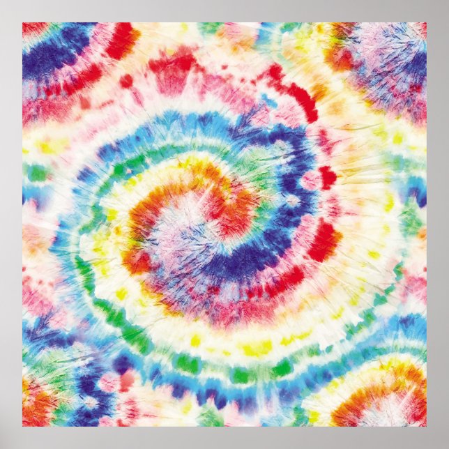 Poster Tie Dye Swirl. Padrão de Tiedye Invisível. Tecido  (Frente)