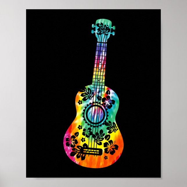Poster Tie Dye Ukulele Player músico havaiano (Frente)