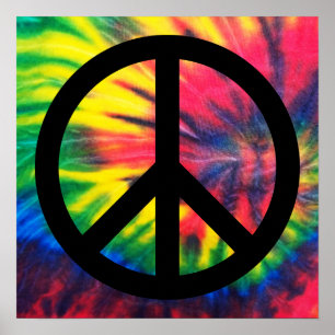 Poster Tie Dyed Black Peace Sign