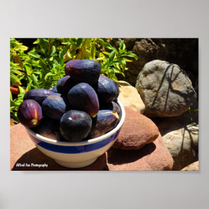 Poster Tigela de Fruta de Figo em Pedra
