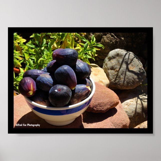 Poster Tigela de Fruta de Figo em Pedra (Frente)